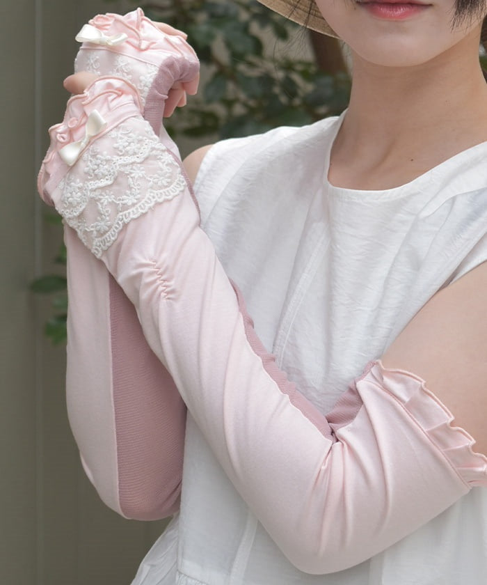 Lace Layered Long UV Gloves