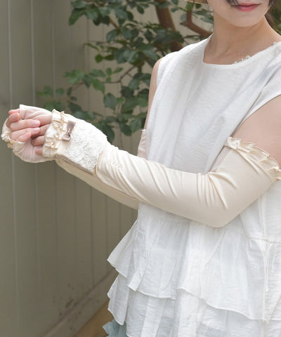 Lace Layered Long UV Gloves