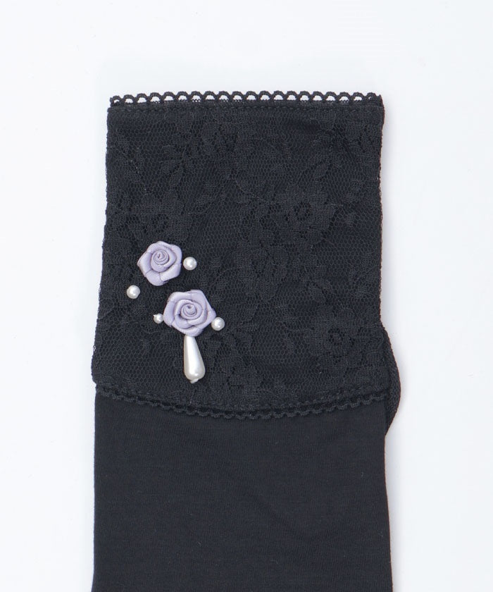 Ribbon Rose Lace Long UV Gloves