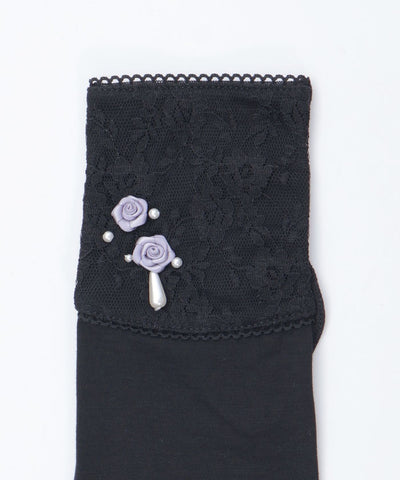 Ribbon Rose Lace Long UV Gloves