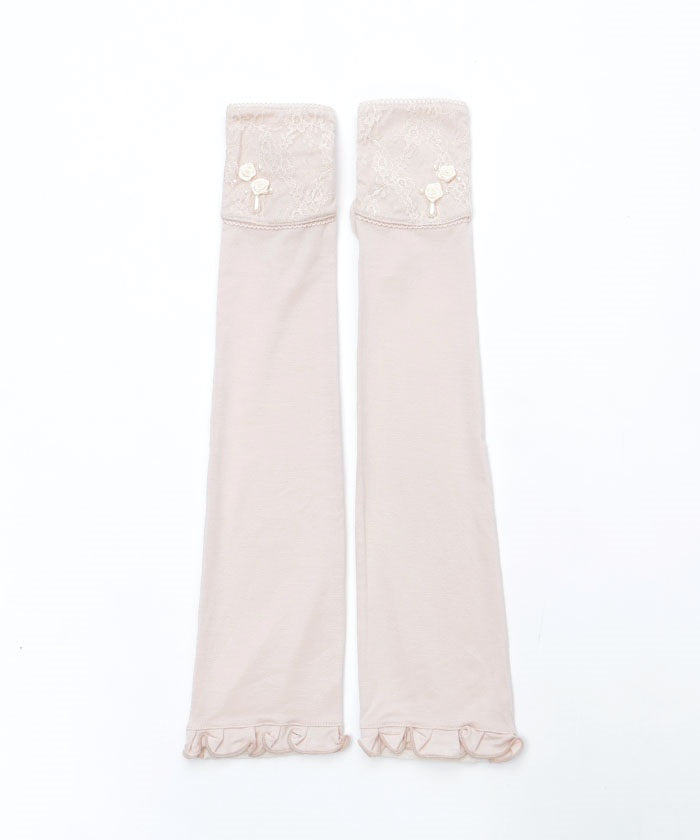 Ribbon Rose Lace Long UV Gloves