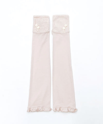 Ribbon Rose Lace Long UV Gloves