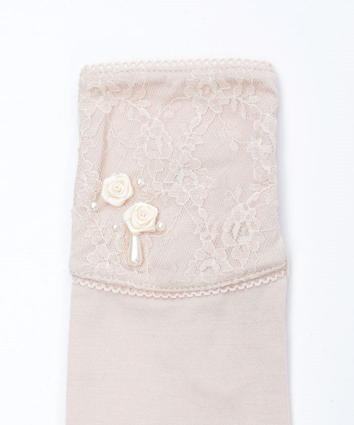 Ribbon Rose Lace Long UV Gloves