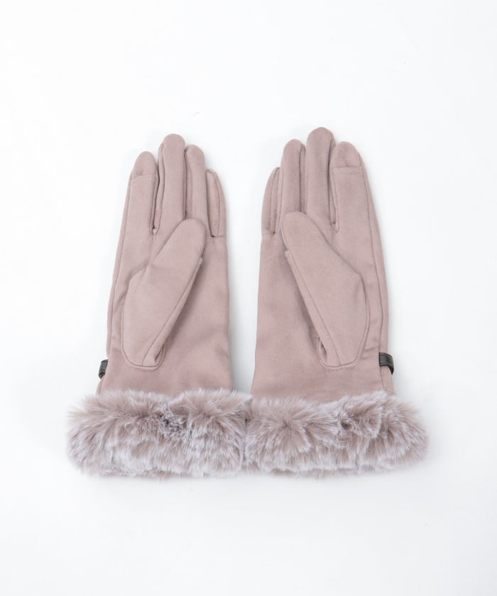 Suede Fur Gloves with Metal Bits