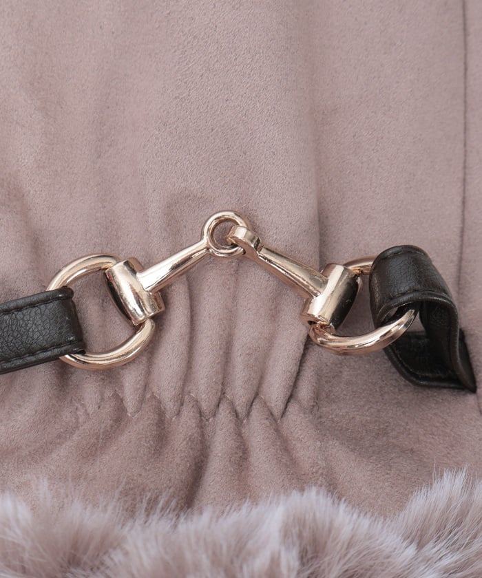 Suede Fur Gloves with Metal Bits