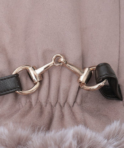 Suede Fur Gloves with Metal Bits