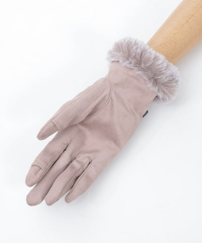 Suede Fur Gloves with Metal Bits
