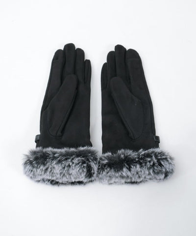 Suede Fur Gloves with Metal Bits