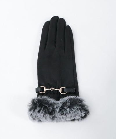 Suede Fur Gloves with Metal Bits