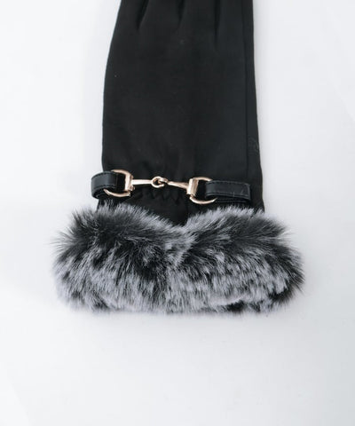 Suede Fur Gloves with Metal Bits