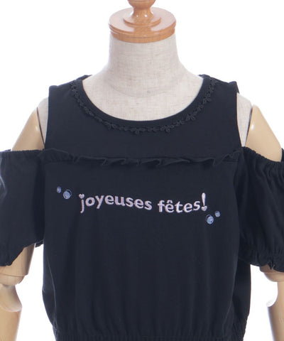 Open Shoulder Logo Embroidery Top