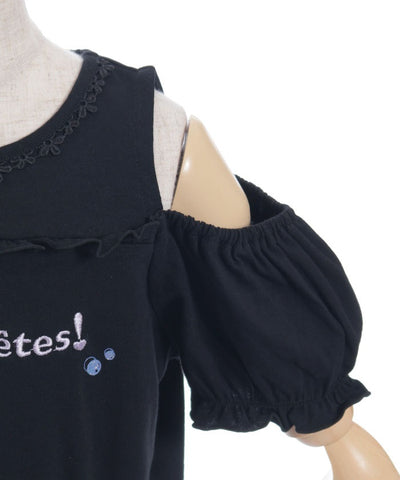 Open Shoulder Logo Embroidery Top