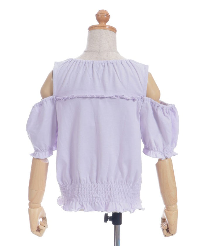 Open Shoulder Logo Embroidery Top