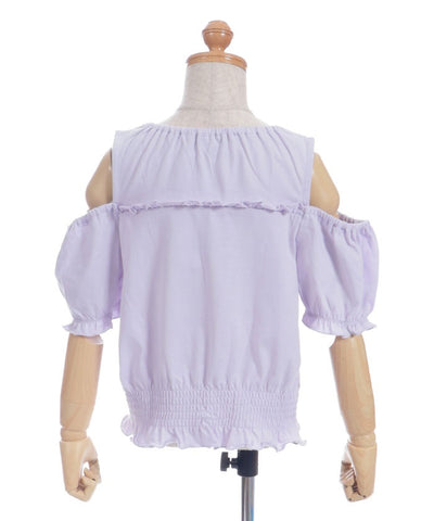Open Shoulder Logo Embroidery Top