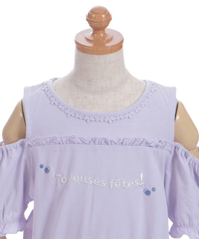Open Shoulder Logo Embroidery Top