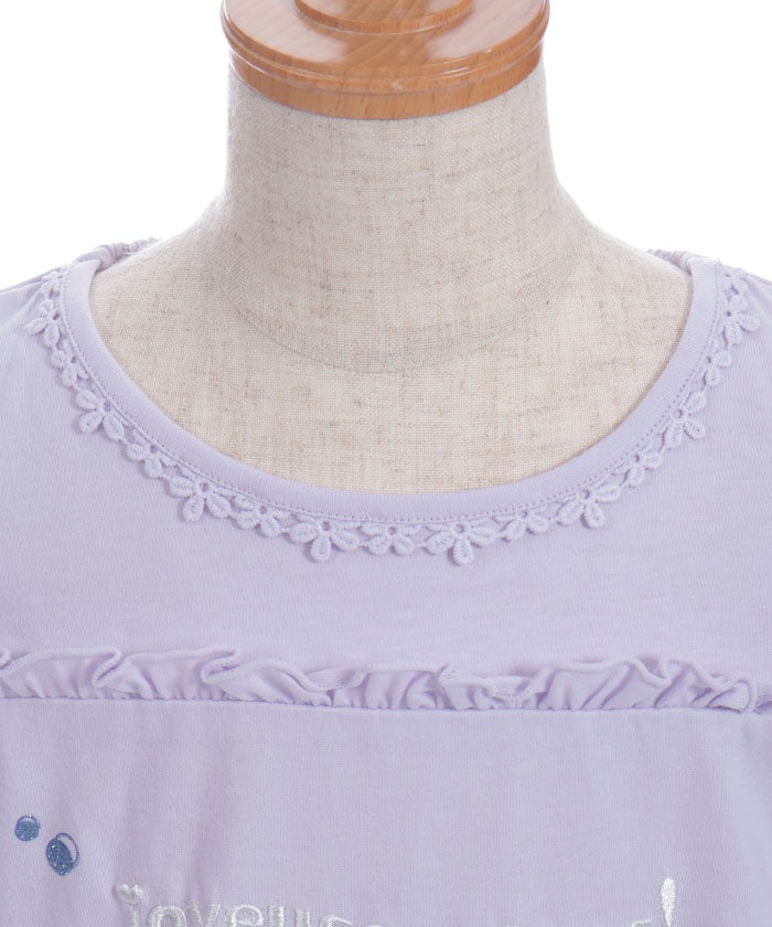 Open Shoulder Logo Embroidery Top