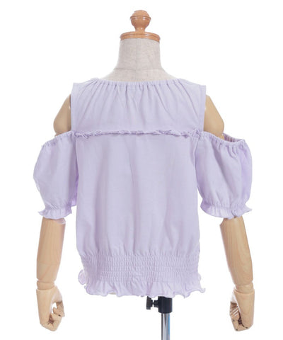 Open Shoulder Logo Embroidery Top
