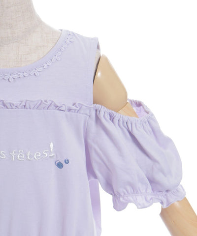 Open Shoulder Logo Embroidery Top