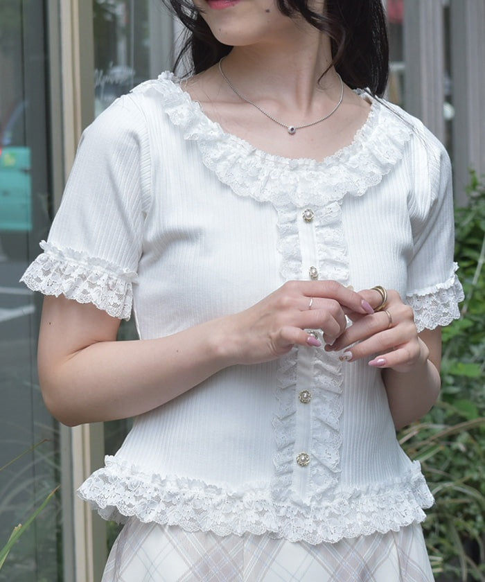 Frill Lace Rib Top