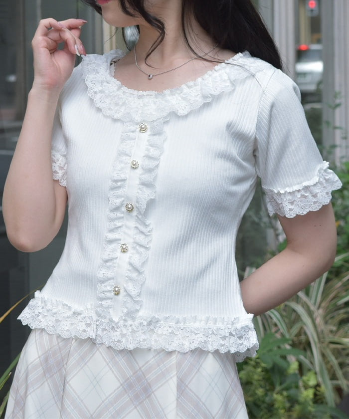 Frill Lace Rib Top