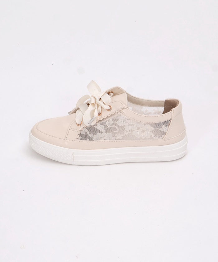 Lace Panel Flat Sneakers