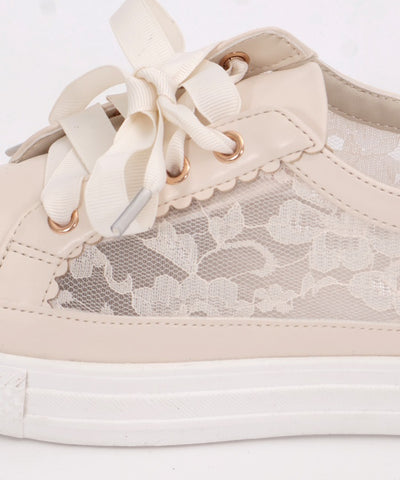 Lace Panel Flat Sneakers