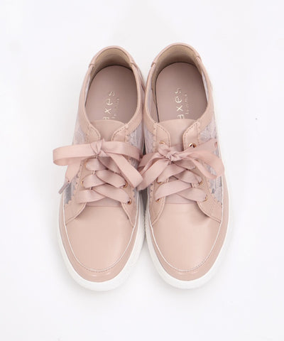 Lace Panel Flat Sneakers