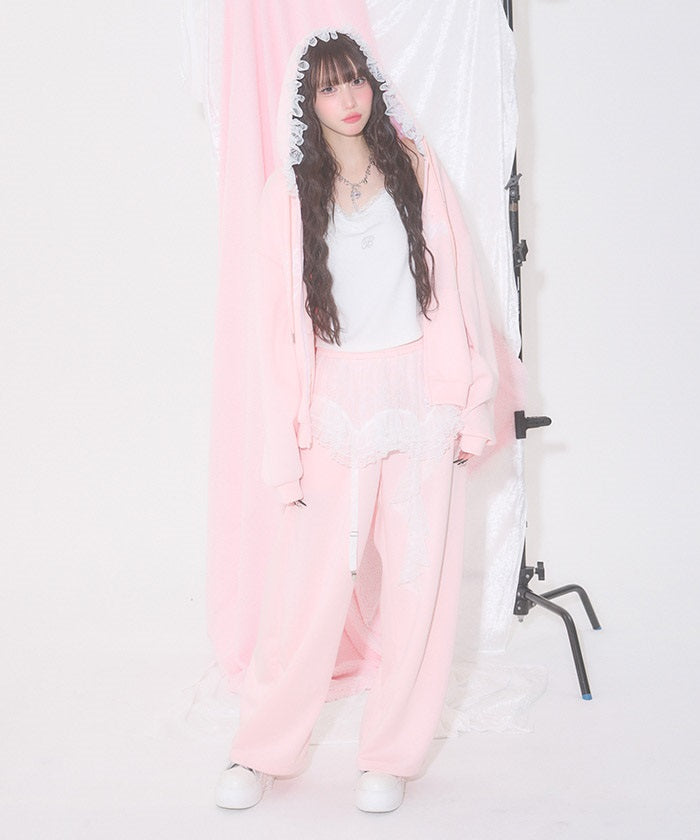 Asymmetric Lace Garter Pants – axes femme from JAPAN