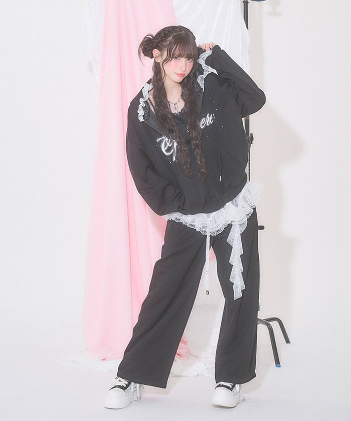 Asymmetric Lace Garter Pants – axes femme from JAPAN