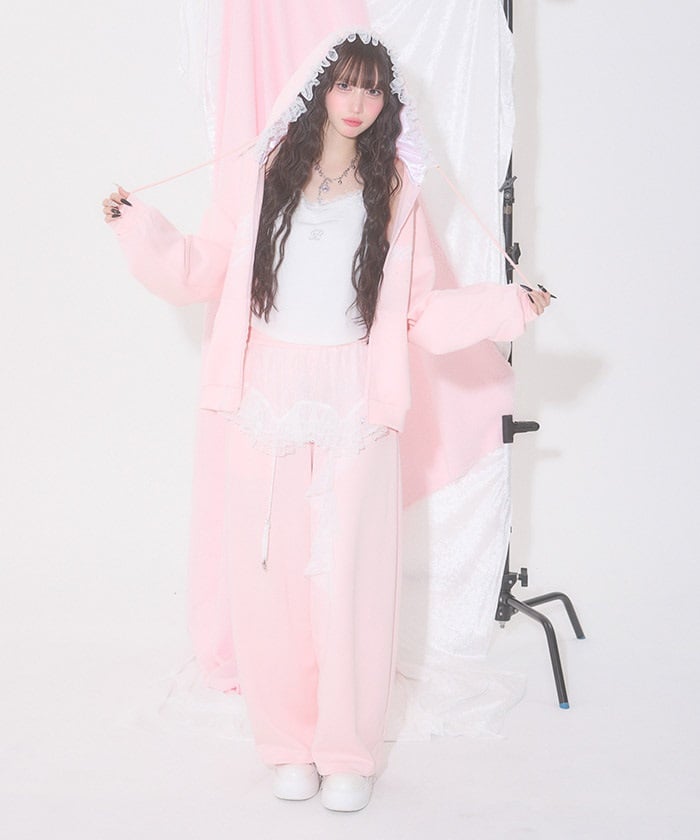 Asymmetric Lace Garter Pants – axes femme from JAPAN