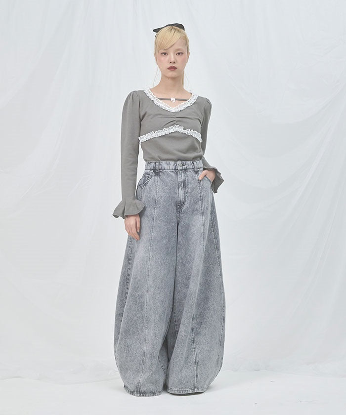 Volume Wide Denim Pants