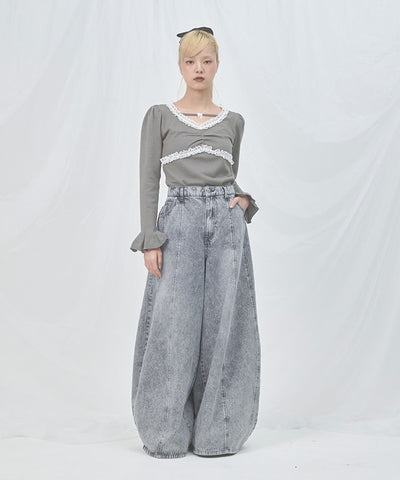 Volume Wide Denim Pants