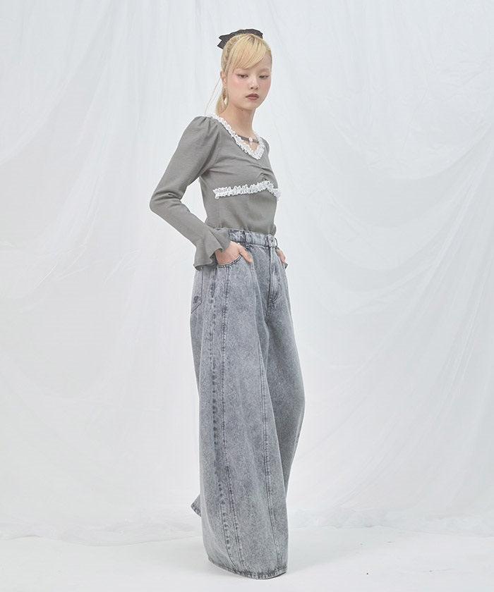 Volume Wide Denim Pants