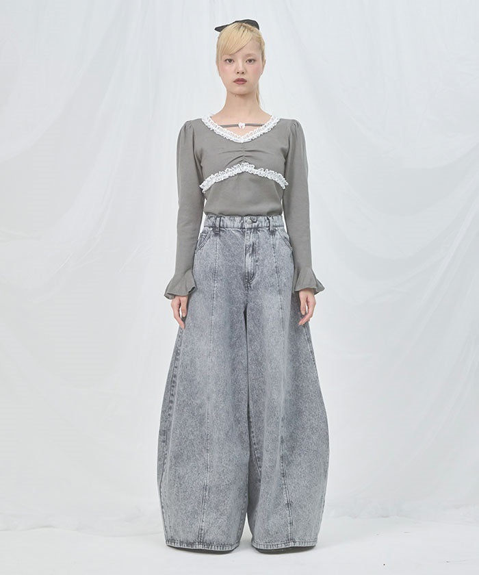 Volume Wide Denim Pants