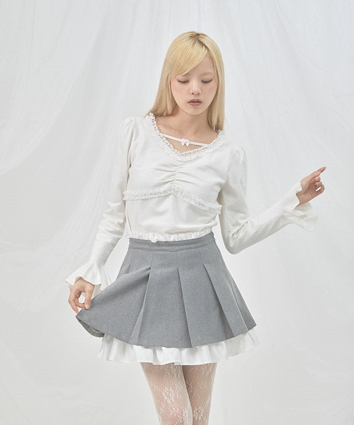 ご成約済み anuke Flower Tuck Skirt 美品 ルミネ限定 anuke Flower Tuck Skirt 美品 ルミネ限定アイテム