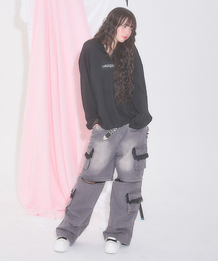 【みみ】Fickle bebe/axes femme Oversized Lace Hoodie – axes femme from JAPAN