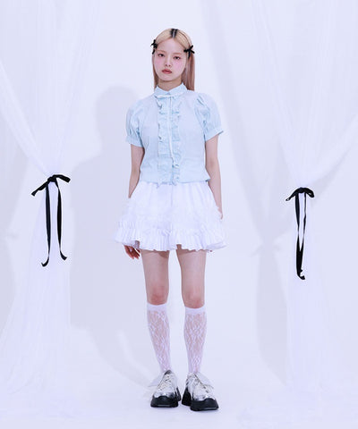 Lace Volume Frill Blouse
