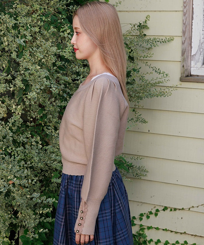 Off-Shoulder Knit Pullover – axes femme from JAPAN