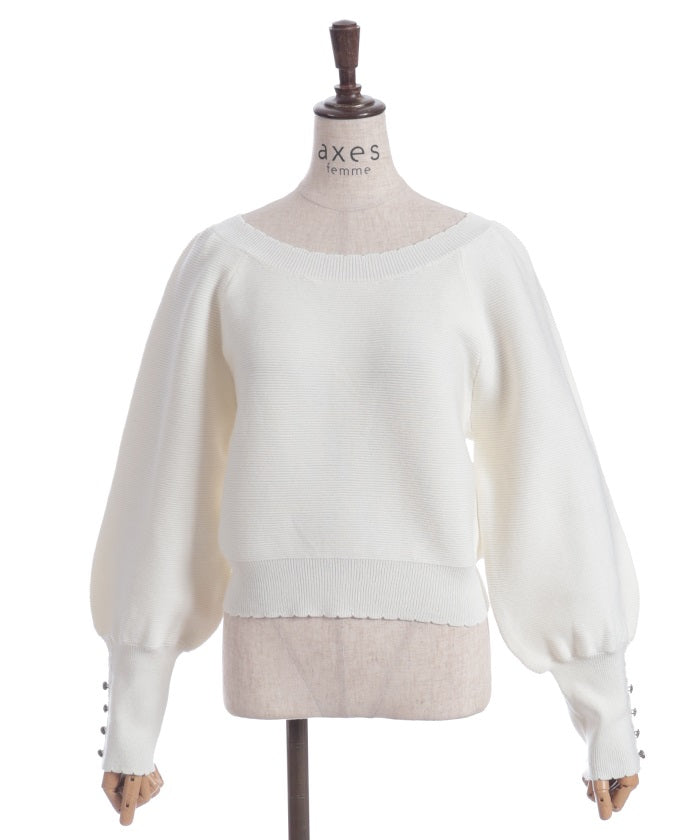 Off-Shoulder Knit Pullover – axes femme from JAPAN
