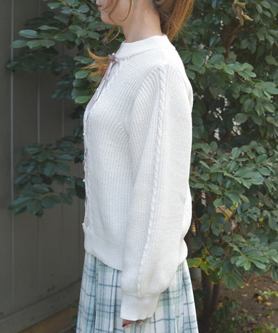 Ribbon & Cable Knit Pullover