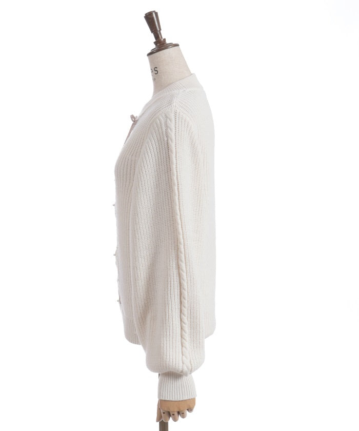 Ribbon & Cable Knit Pullover