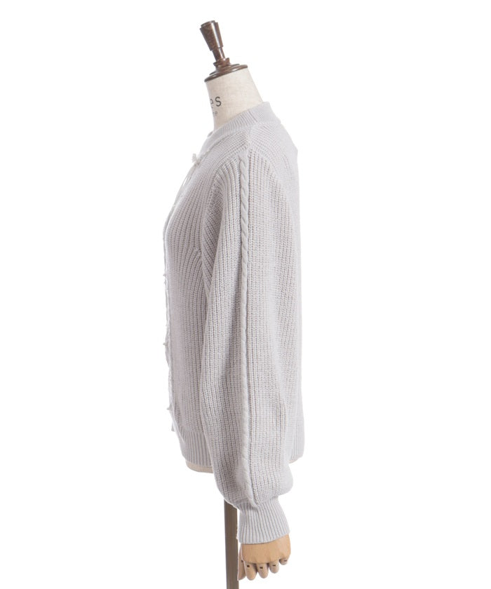 Ribbon & Cable Knit Pullover