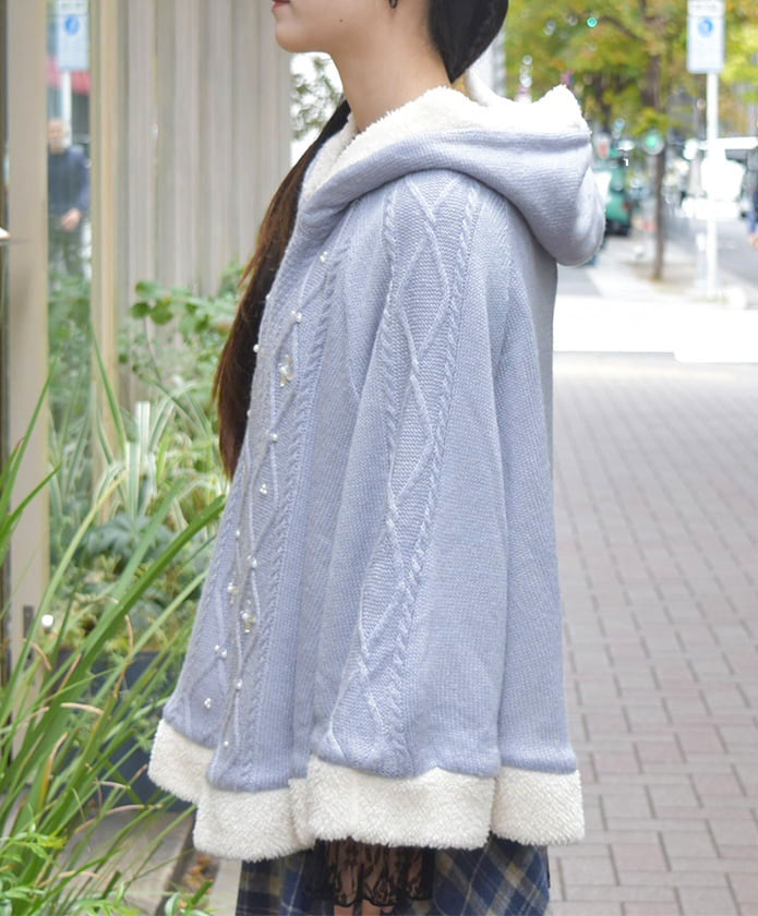 Bijoux Boa Lining Knit Poncho – axes femme from JAPAN