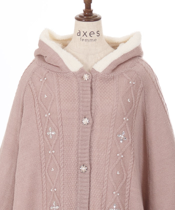 Bijoux Boa Lining Knit Poncho – axes femme from JAPAN
