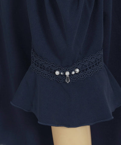 Open Shoulder Dotted Tulle Panel Pullover