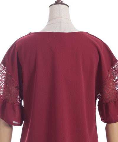 Sleeve Lace Panel Cut-and-Sewn Pullover