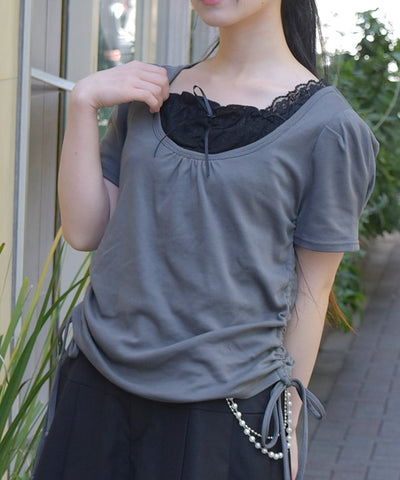 Drawstring Layered Style Top