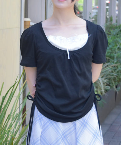 Drawstring Layered Style Top