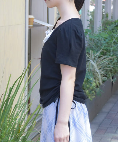 Drawstring Layered Style Top