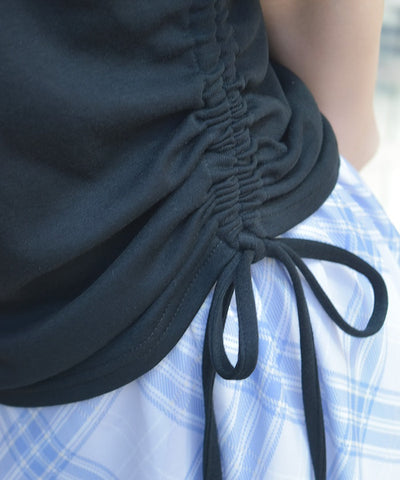 Drawstring Layered Style Top